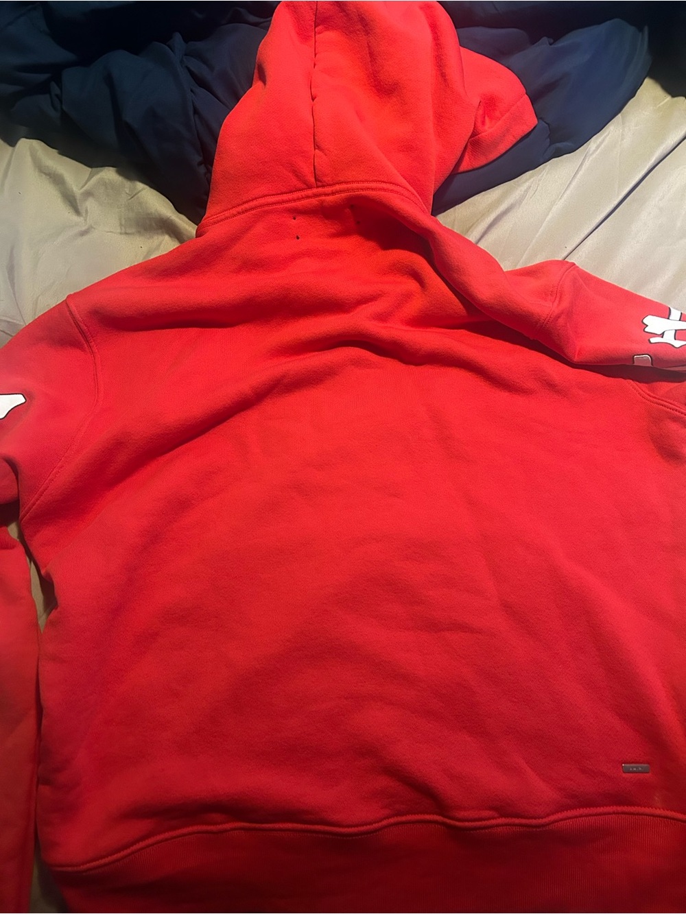 AMIRI Red Hoodie with White Bone Sleeve Graphics - Picture 6 of 6